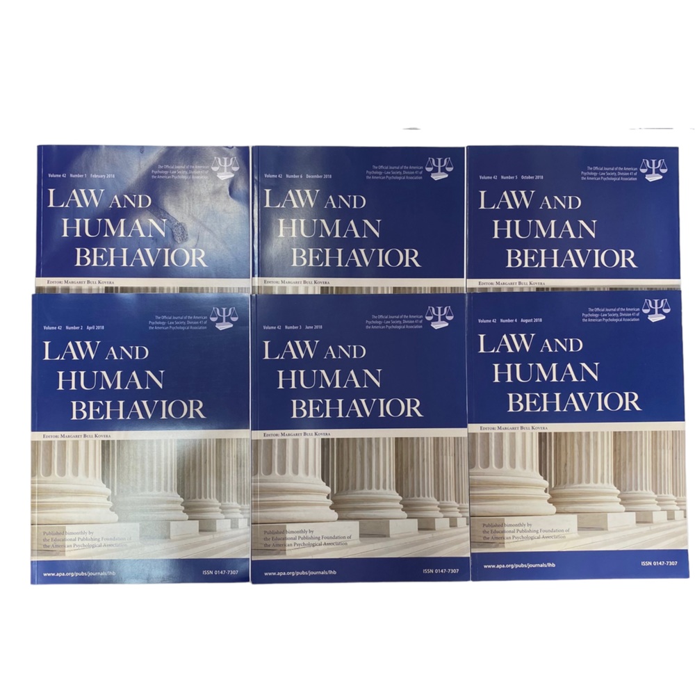 Lot of 6 Issues Law and Human Behavior Journal 2018 American Psychological APA